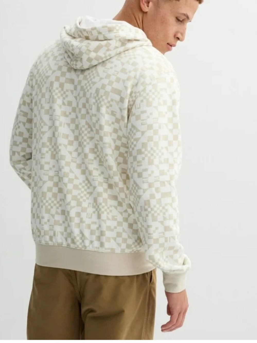 Vans Ivory and Beige Checkerprint Hoodie